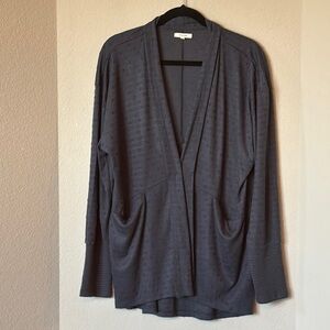Maurices XXL Navy Blue Knit Open Front Cardigan Clip Dot Texture Pockets EUC